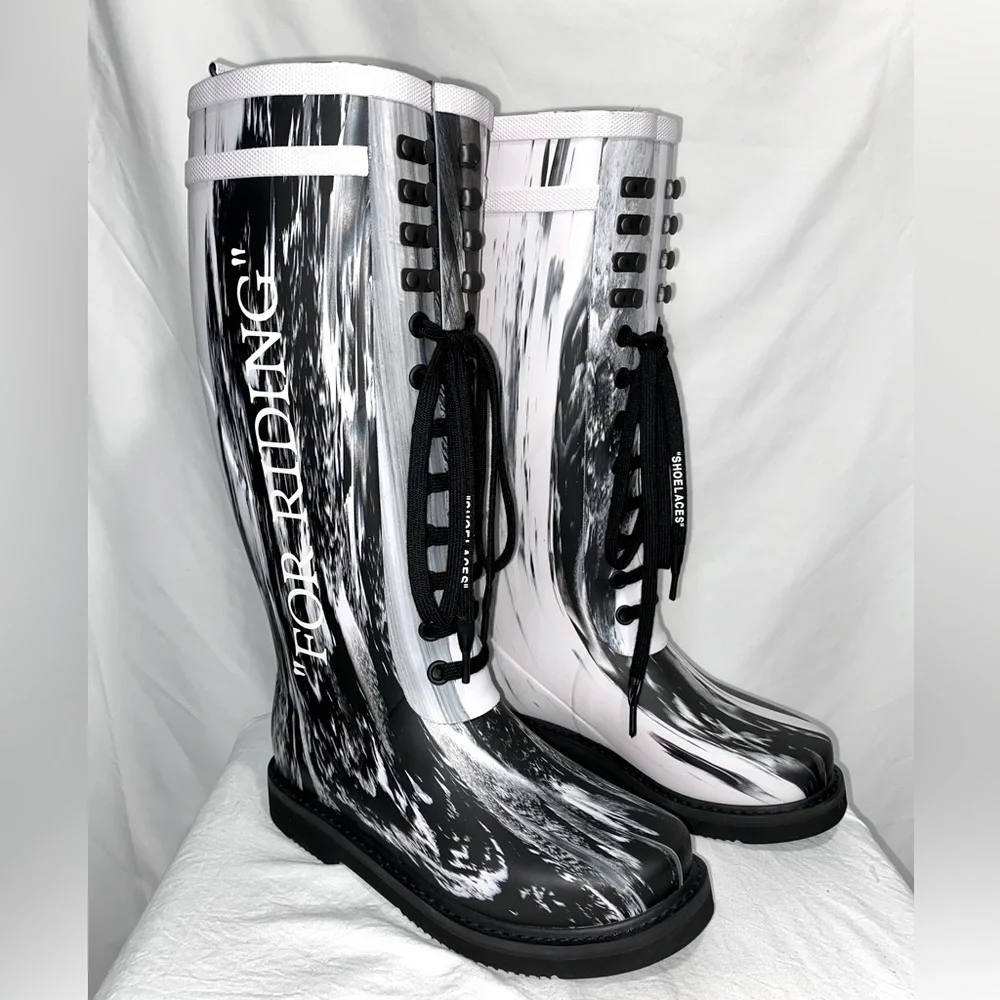 Off-white *NWT* For Riding Tall Rain Boot in Marble